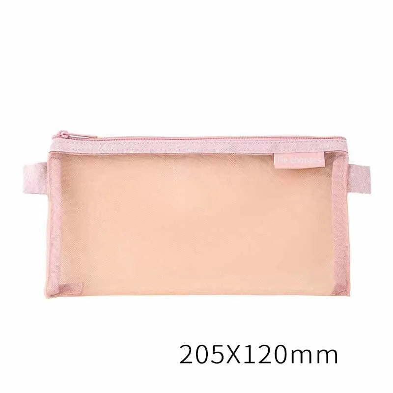 1 Piece Lytwtw's Creative Mesh Transparent Cute Square/Oval Portable Pen Pencil Pouch Bag School Office Supplies Stationery Case
