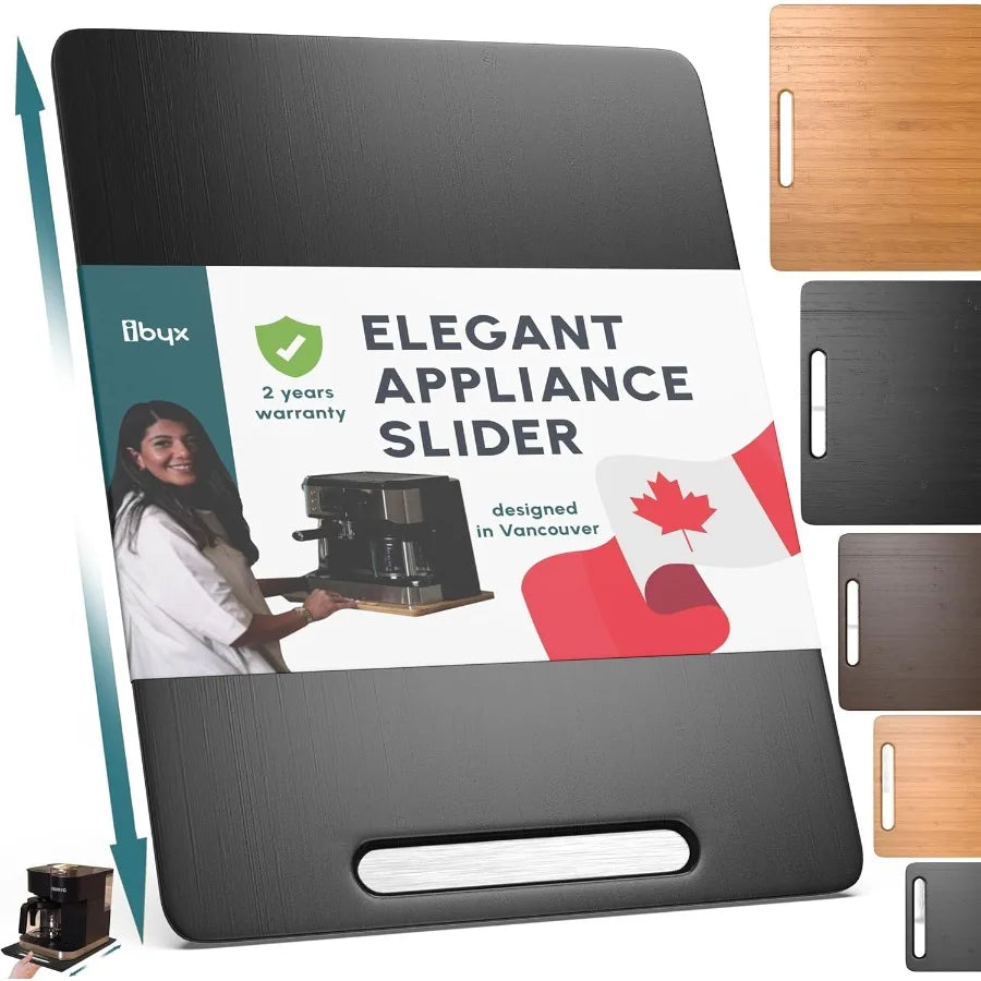 Ibyx Elegant Sliding Tray for Your Coffee Maker and Heavy Kitchen Appliances - Sturdy Slides Easily from Under The Cabinet Blac