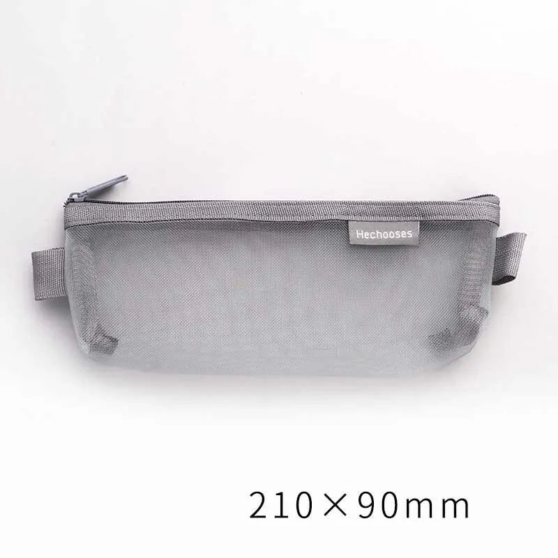 1 Piece Lytwtw's Creative Mesh Transparent Cute Square/Oval Portable Pen Pencil Pouch Bag School Office Supplies Stationery Case
