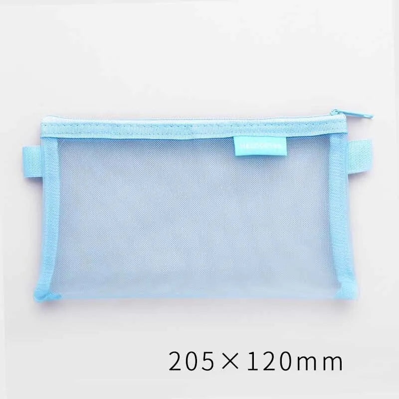 1 Piece Lytwtw's Creative Mesh Transparent Cute Square/Oval Portable Pen Pencil Pouch Bag School Office Supplies Stationery Case