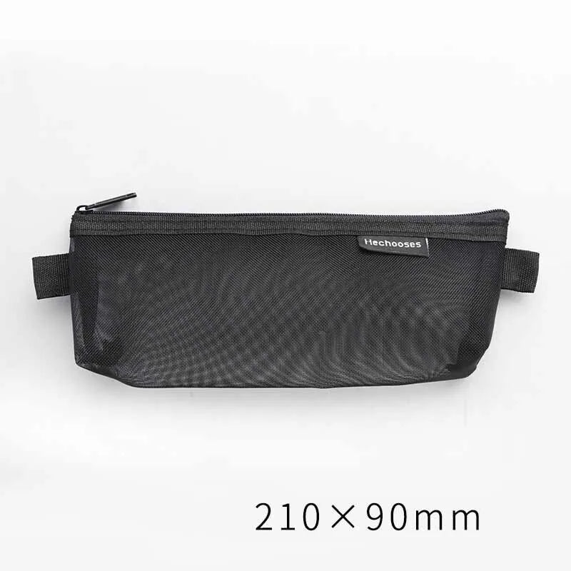 1 Piece Lytwtw's Creative Mesh Transparent Cute Square/Oval Portable Pen Pencil Pouch Bag School Office Supplies Stationery Case
