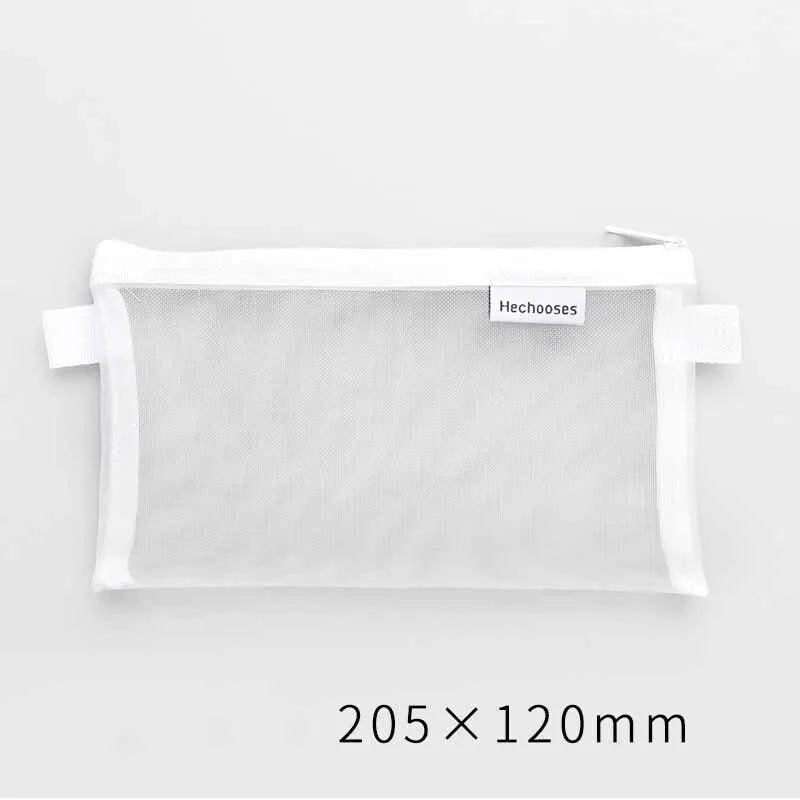1 Piece Lytwtw's Creative Mesh Transparent Cute Square/Oval Portable Pen Pencil Pouch Bag School Office Supplies Stationery Case