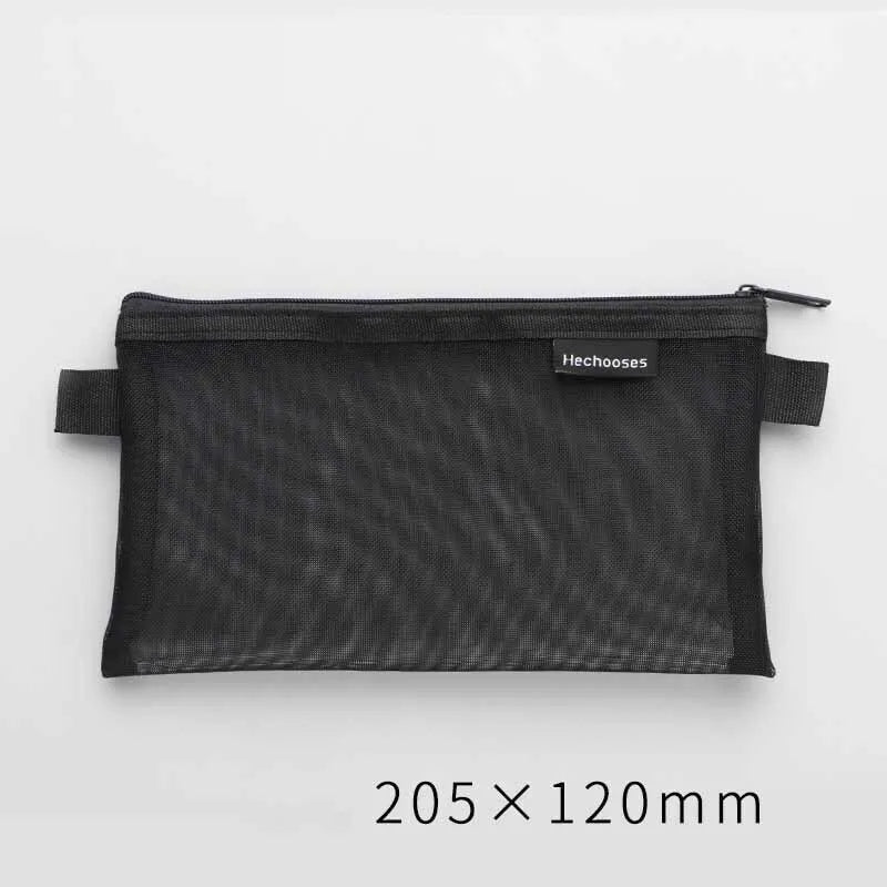 1 Piece Lytwtw's Creative Mesh Transparent Cute Square/Oval Portable Pen Pencil Pouch Bag School Office Supplies Stationery Case