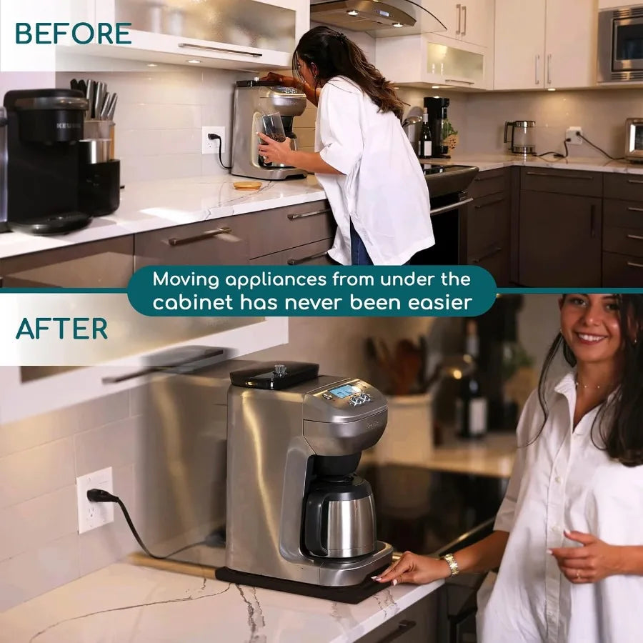 Ibyx Elegant Sliding Tray for Your Coffee Maker and Heavy Kitchen Appliances - Sturdy Slides Easily from Under The Cabinet Blac