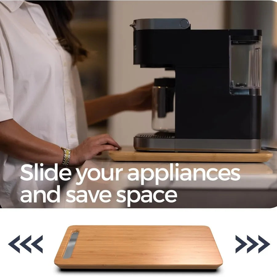Ibyx Elegant Sliding Tray for Your Coffee Maker and Heavy Kitchen Appliances - Sturdy Slides Easily from Under The Cabinet Blac